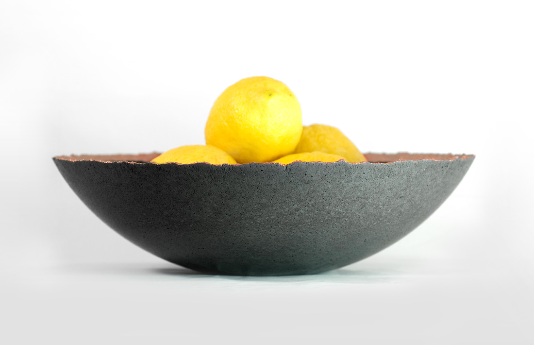 Agata concrete centerpiece bowl black natural pastina italian goodies collection
