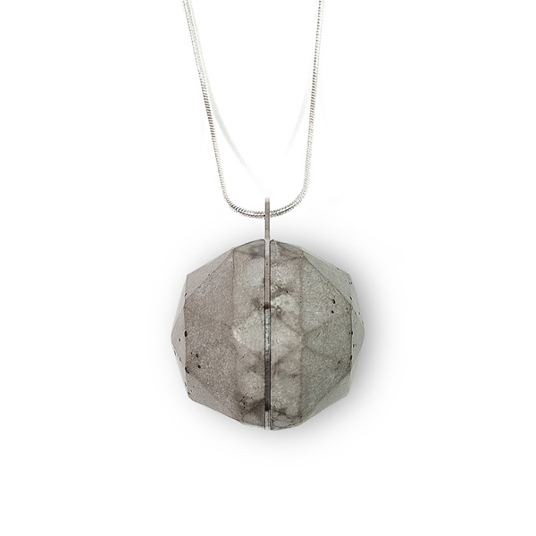 Eva pendant concrete pendente cemento argento studio pastina per Colla Fine Concrete Jewelry