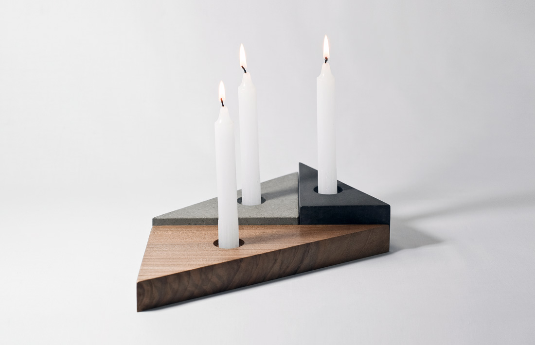 Efèsto candle holder portacandele legno cemento wood concrete pastina italian goodies collection