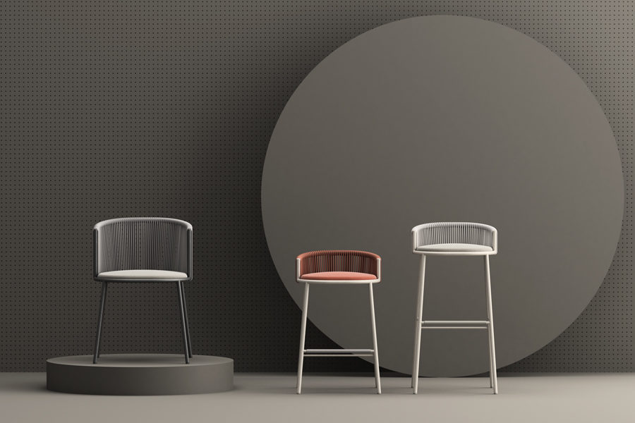 Millie outdoor collection chair and stool designed by Studio Pastina for Chairs & More